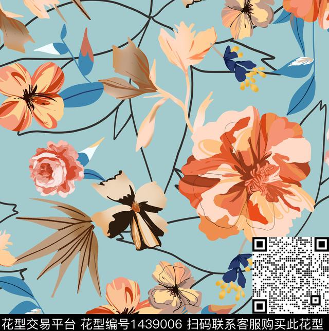 民族花卉花卉春夏华亿平台传统印花华亿平台下载（图片编号: 1439006） - 瓦栏（Walan）