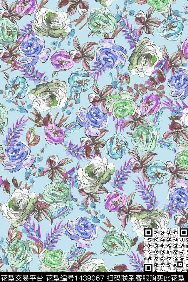 数码华亿平台花卉旗袍数码印花华亿平台下载（图片编号: 1439067） - 瓦栏（Walan）