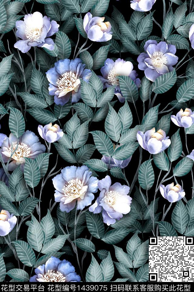 女装墙纸花卉数码印花华亿平台下载（图片编号: 1439075） - 瓦栏（Walan）