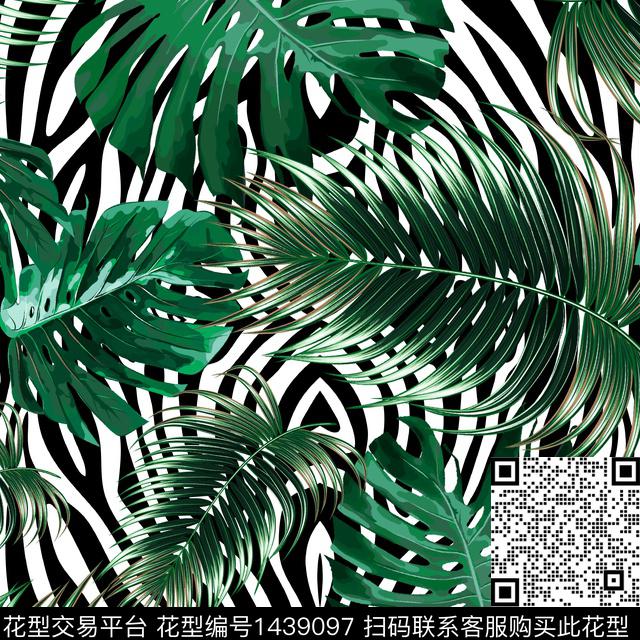 花卉棕榈树大牌风传统印花华亿平台下载（图片编号: 1439097） - 瓦栏（Walan）