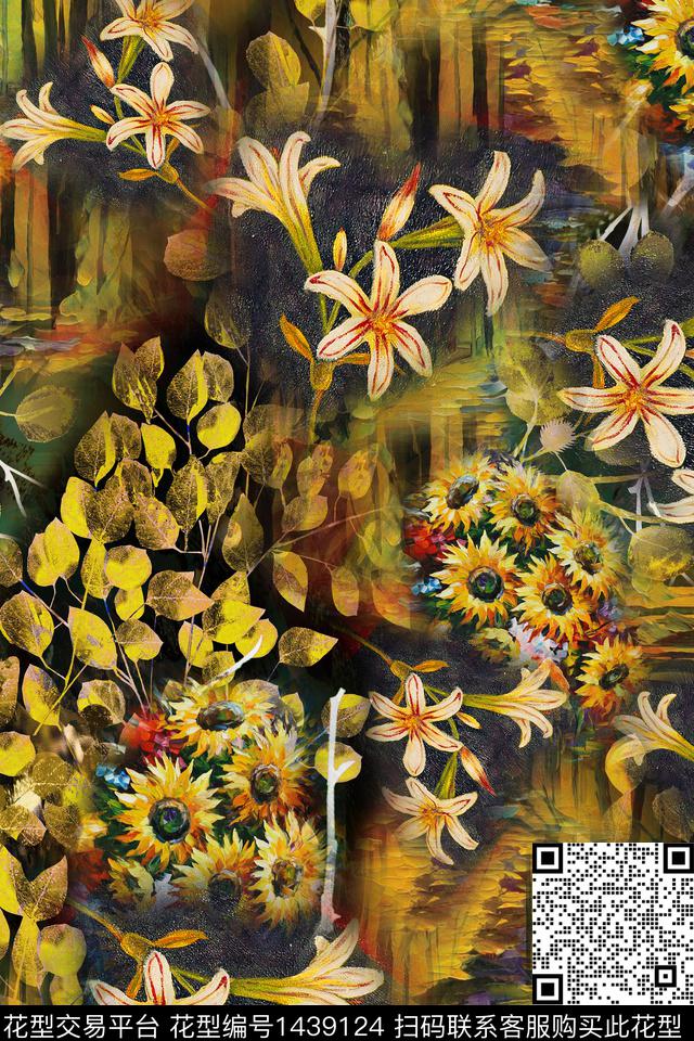 女装花卉满版散花数码印花华亿平台下载（图片编号: 1439124） - 瓦栏（Walan）
