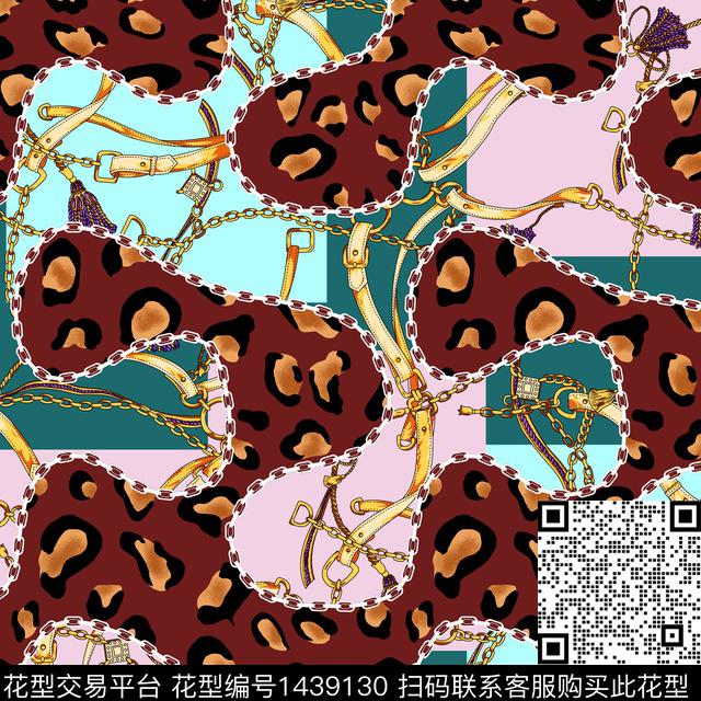 皮带豹纹混合拼接数码印花华亿平台下载（图片编号: 1439130） - 瓦栏（Walan）