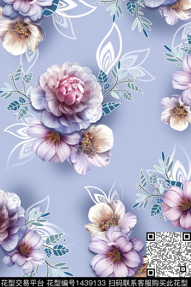 纸印花女装花卉数码印花华亿平台下载（图片编号: 1439133） - 瓦栏（Walan）