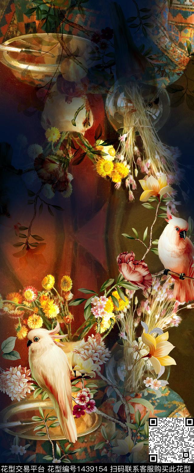 花鸟女装定位花香云纱数码印花华亿平台下载（图片编号: 1439154） - 瓦栏（Walan）