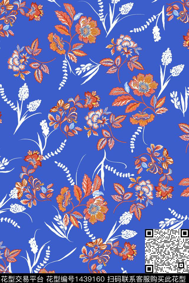 民族风年轻女性抽象花卉数码印花华亿平台下载（图片编号: 1439160） - 瓦栏（Walan）