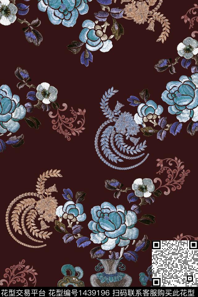 数码华亿平台花卉旗袍数码印花华亿平台下载（图片编号: 1439196） - 瓦栏（Walan）