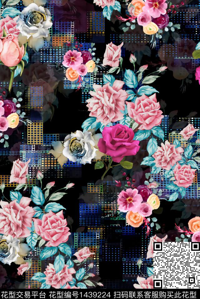 简约数码华亿平台格子数码印花华亿平台下载（图片编号: 1439224） - 瓦栏（Walan）