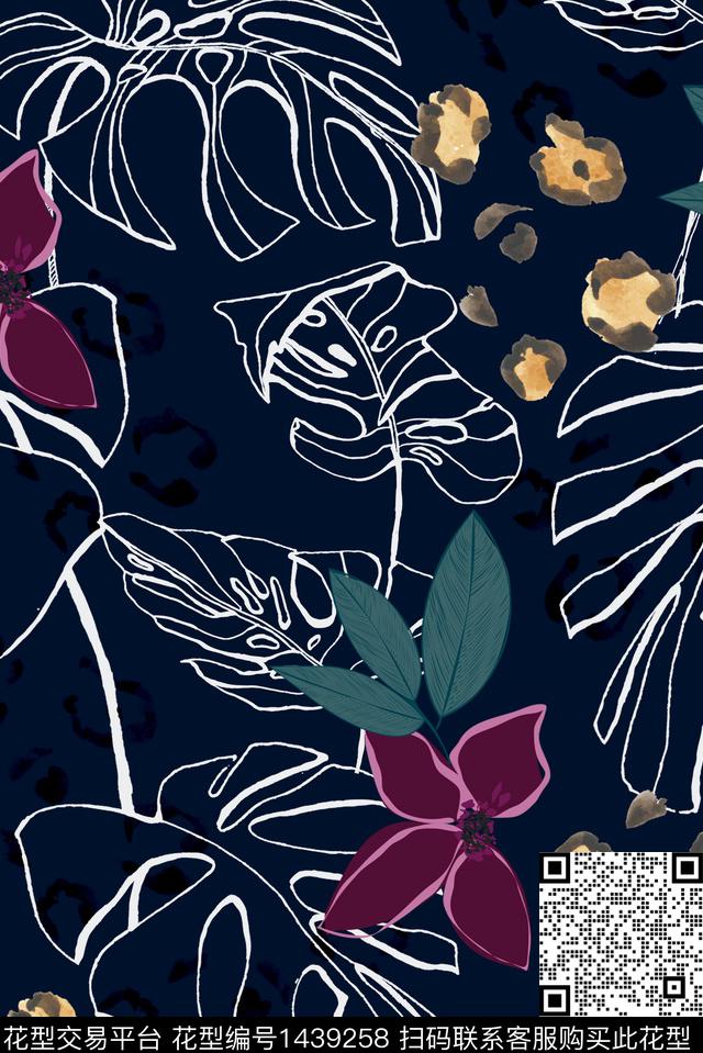 数码华亿平台花卉大牌风数码印花华亿平台下载（图片编号: 1439258） - 瓦栏（Walan）
