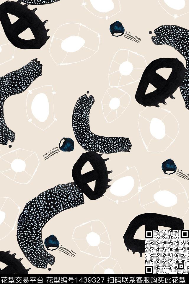 线条几何肌理数码印花华亿平台下载（图片编号: 1439327） - 瓦栏（Walan）