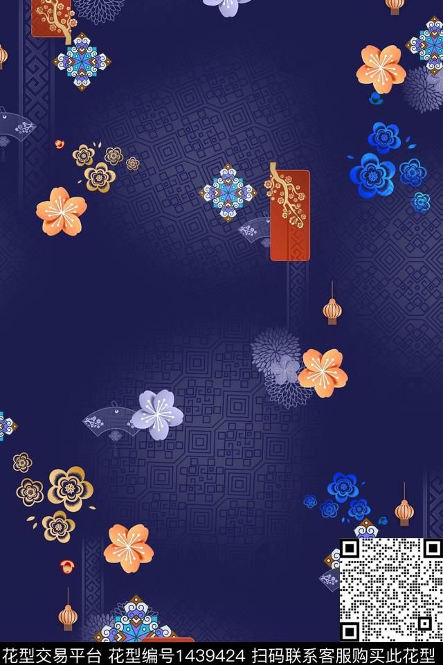 数码华亿平台花卉旗袍数码印花华亿平台下载（图片编号: 1439424） - 瓦栏（Walan）