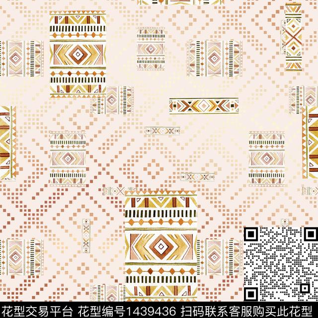 时尚几何格子数码印花华亿平台下载（图片编号: 1439436） - 瓦栏（Walan）