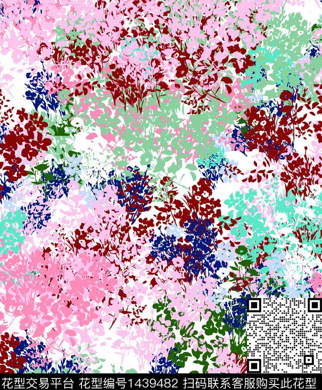 连衣裙2022春夏流行斑驳花卉传统印花华亿平台下载（图片编号: 1439482） - 瓦栏（Walan）