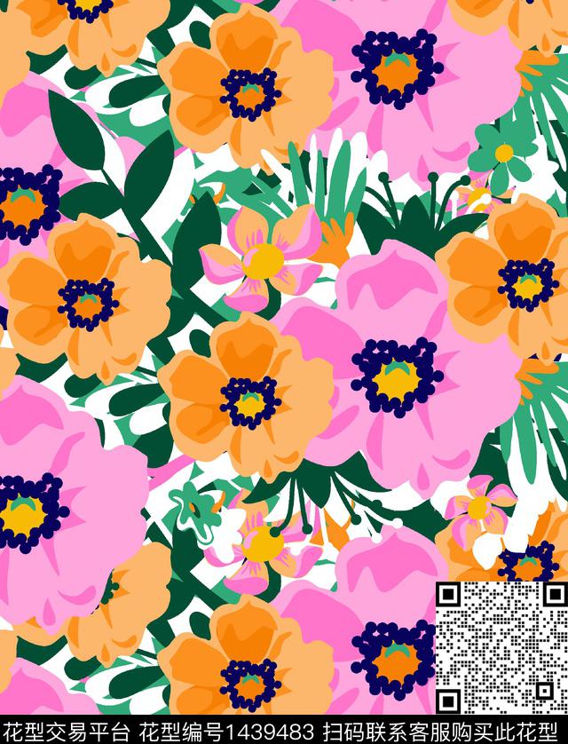 连衣裙斑驳花卉2022春夏流行传统印花华亿平台下载（图片编号: 1439483） - 瓦栏（Walan）