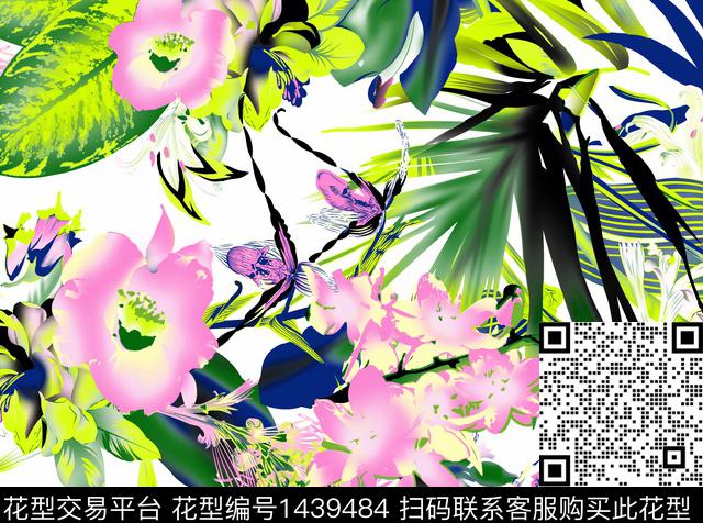 连衣裙斑驳花卉2022春夏流行传统印花华亿平台下载（图片编号: 1439484） - 瓦栏（Walan）