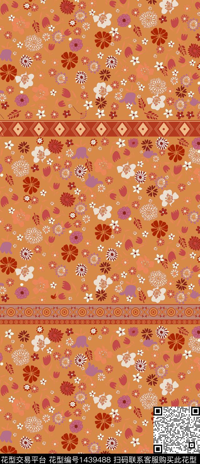 女装定位花花卉中国风数码印花华亿平台下载（图片编号: 1439488） - 瓦栏（Walan）