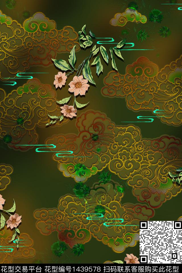 数码华亿平台花卉旗袍数码印花华亿平台下载（图片编号: 1439578） - 瓦栏（Walan）