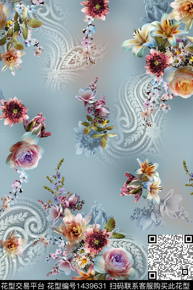 花卉审中老年数码印花华亿平台下载（图片编号: 1439631） - 瓦栏（Walan）