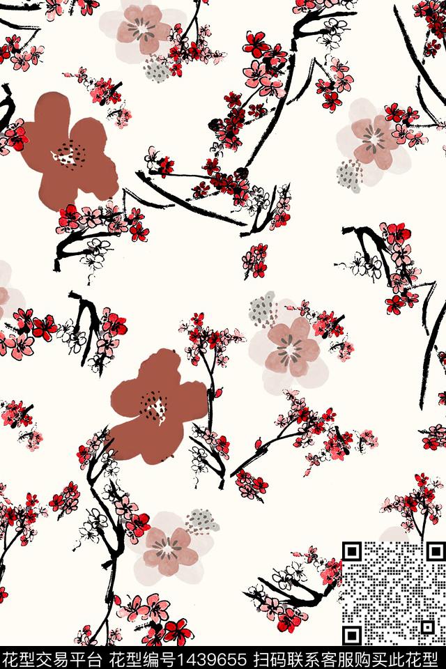 肌理花卉抽象数码印花华亿平台下载（图片编号: 1439655） - 瓦栏（Walan）