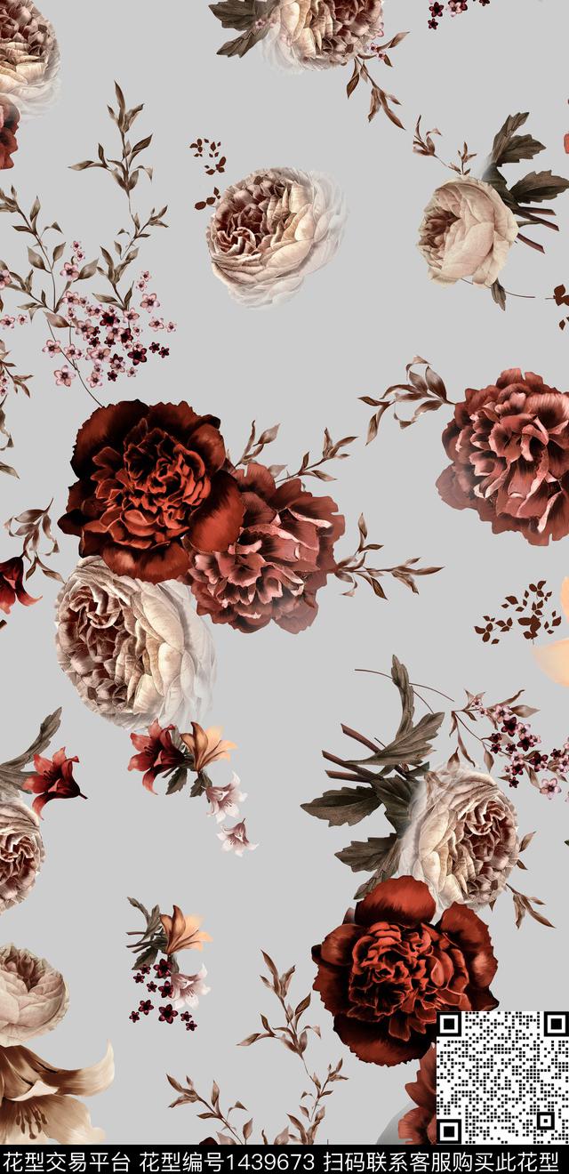 民族花卉花卉春夏华亿平台传统印花华亿平台下载（图片编号: 1439673） - 瓦栏（Walan）