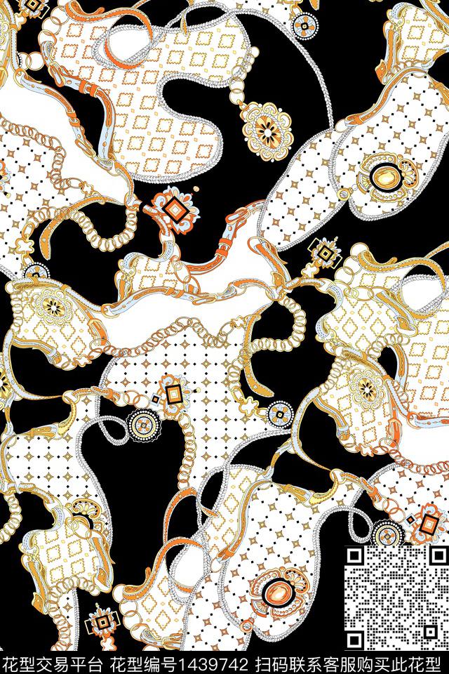 几何链条民族风数码印花华亿平台下载（图片编号: 1439742） - 瓦栏（Walan）