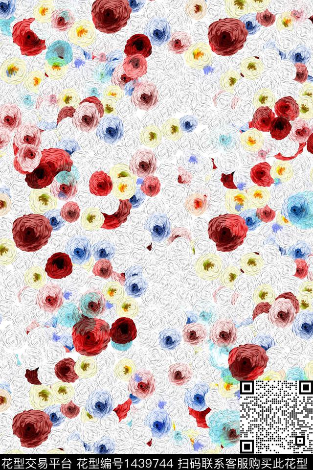 民族花卉抽象花卉大牌风数码印花华亿平台下载（图片编号: 1439744） - 瓦栏（Walan）