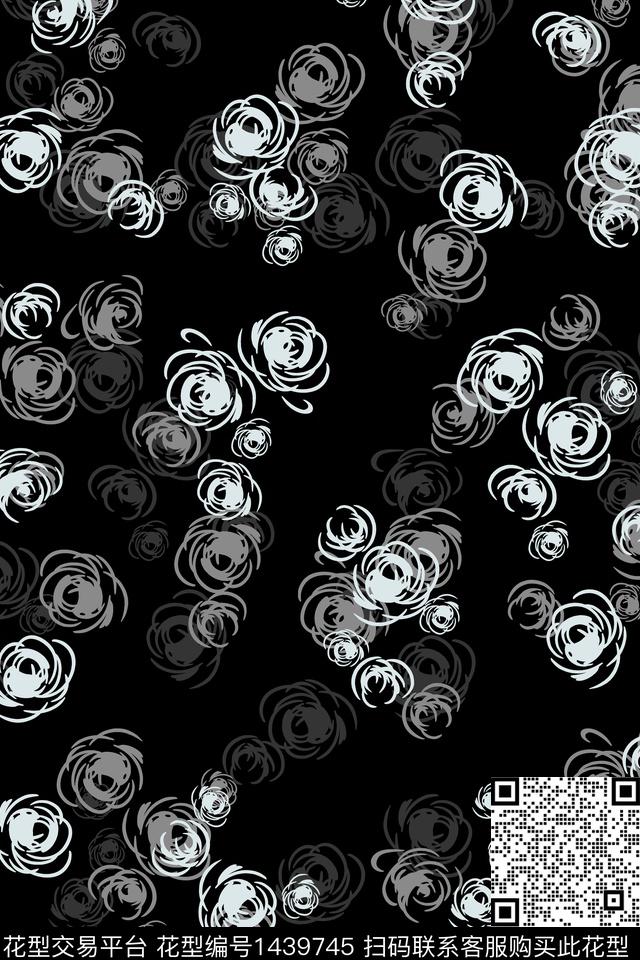 黑白华亿平台大牌风小清新数码印花华亿平台下载（图片编号: 1439745） - 瓦栏（Walan）