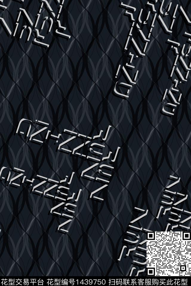 字母男装满版花几何数码印花华亿平台下载（图片编号: 1439750） - 瓦栏（Walan）