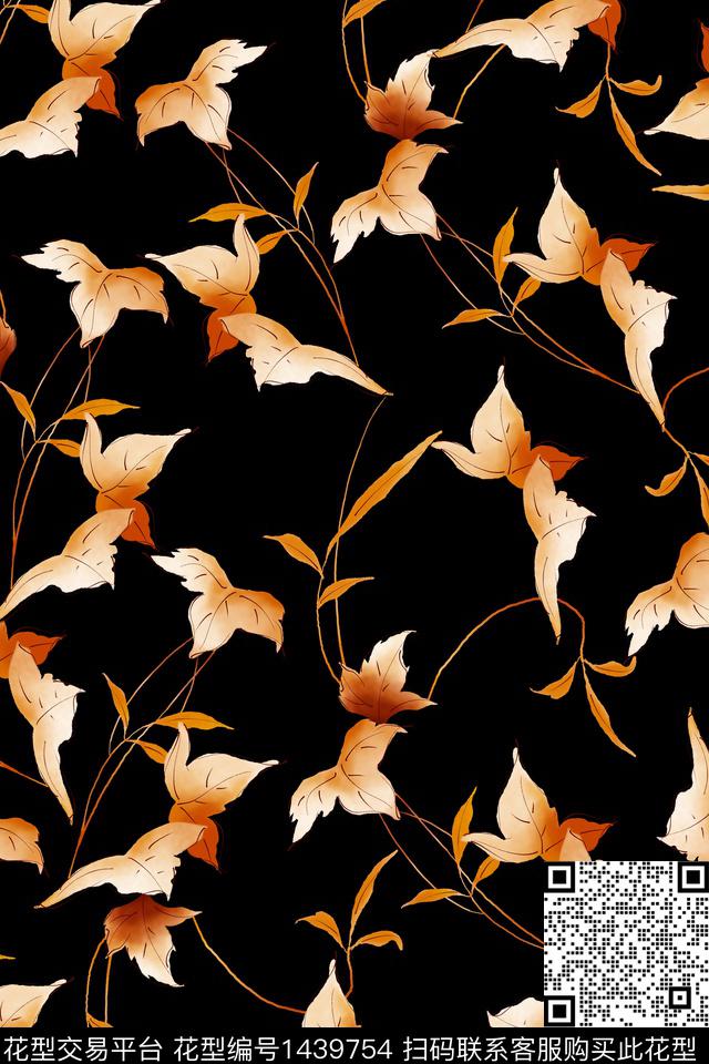 绿植树叶肌理水彩数码印花华亿平台下载（图片编号: 1439754） - 瓦栏（Walan）