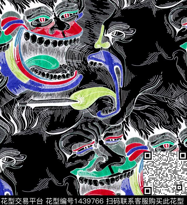 素描搞怪年轻时尚数码印花华亿平台下载（图片编号: 1439766） - 瓦栏（Walan）