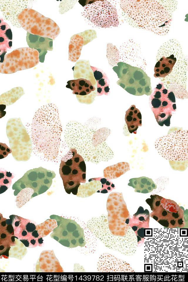 肌理水彩豹纹数码印花华亿平台下载（图片编号: 1439782） - 瓦栏（Walan）