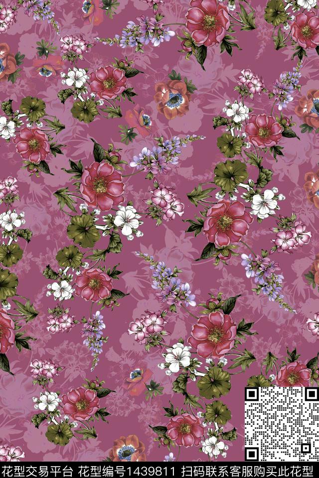 绿植树叶数码华亿平台花卉数码印花华亿平台下载（图片编号: 1439811） - 瓦栏（Walan）