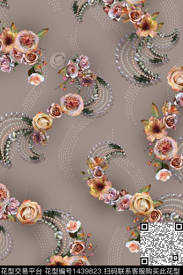 花卉珠宝宝石审数码印花华亿平台下载（图片编号: 1439823） - 瓦栏（Walan）