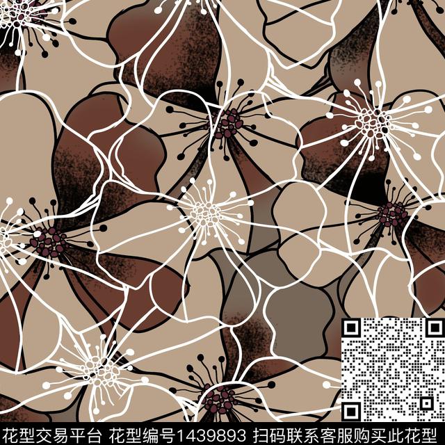 几何花卉中老年花数码印花华亿平台下载（图片编号: 1439893） - 瓦栏（Walan）