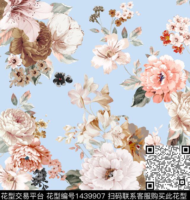 民族花卉花卉春夏华亿平台传统印花华亿平台下载（图片编号: 1439907） - 瓦栏（Walan）