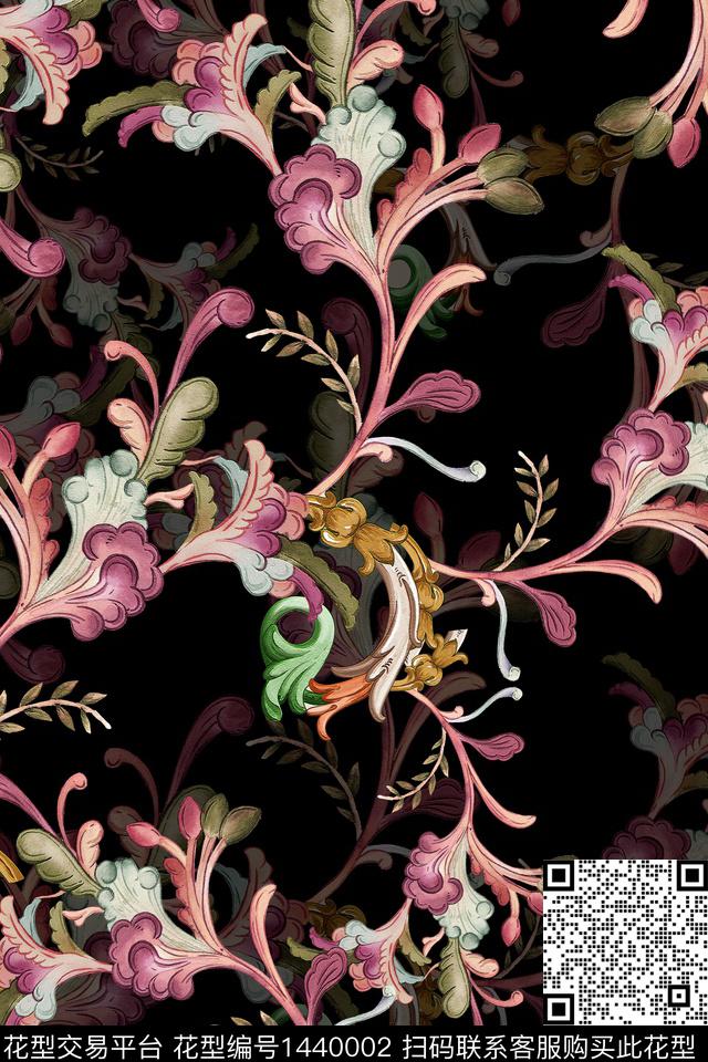 时尚真丝欧洲数码印花华亿平台下载（图片编号: 1440002） - 瓦栏（Walan）