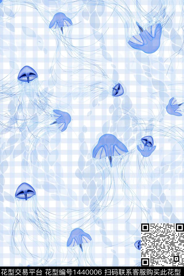 时尚水母真丝数码印花华亿平台下载（图片编号: 1440006） - 瓦栏（Walan）