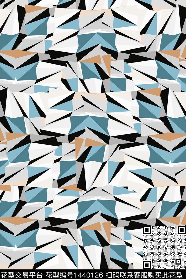 几何格子大牌风数码印花华亿平台下载（图片编号: 1440126） - 瓦栏（Walan）