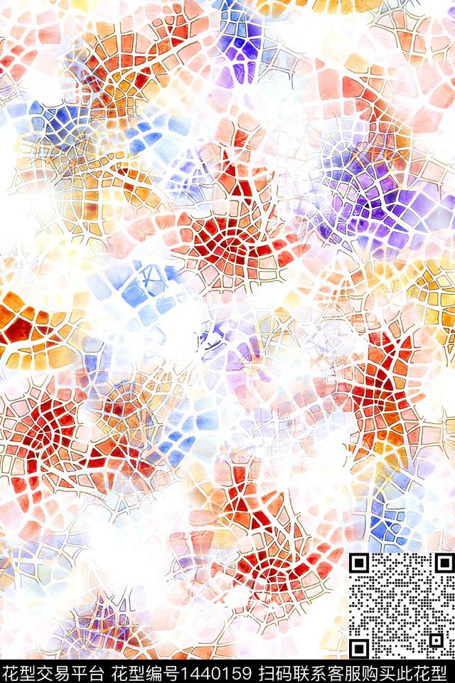 水彩肌理大牌风数码印花华亿平台下载（图片编号: 1440159） - 瓦栏（Walan）