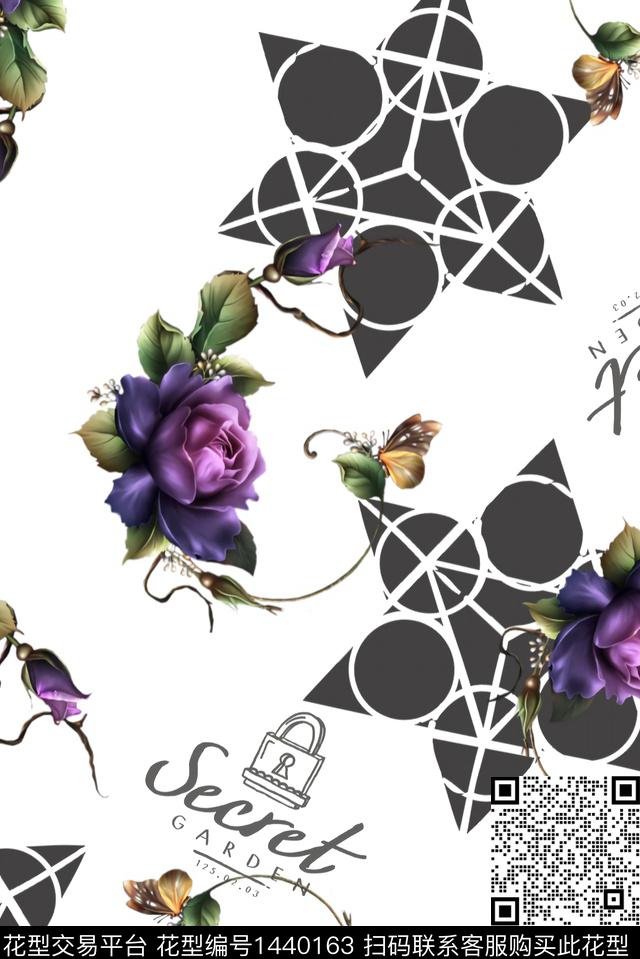 数码华亿平台几何花卉数码印花华亿平台下载（图片编号: 1440163） - 瓦栏（Walan）