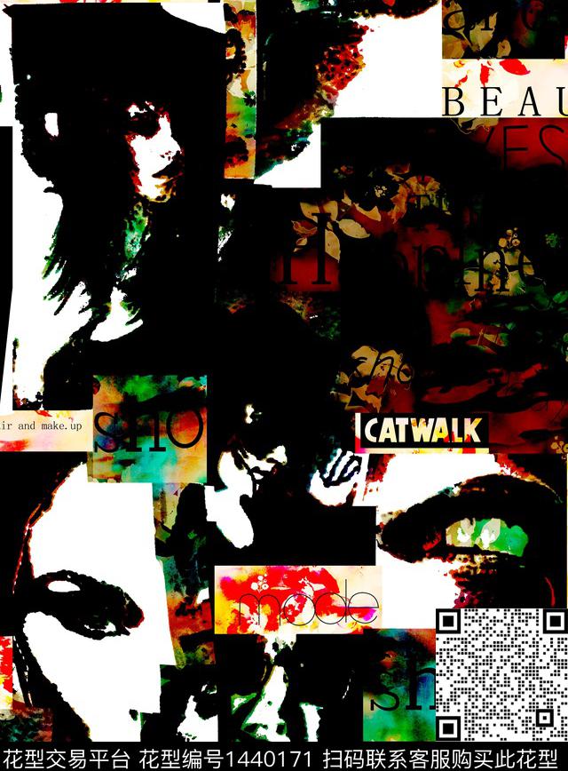 数码华亿平台几何花卉数码印花华亿平台下载（图片编号: 1440171） - 瓦栏（Walan）