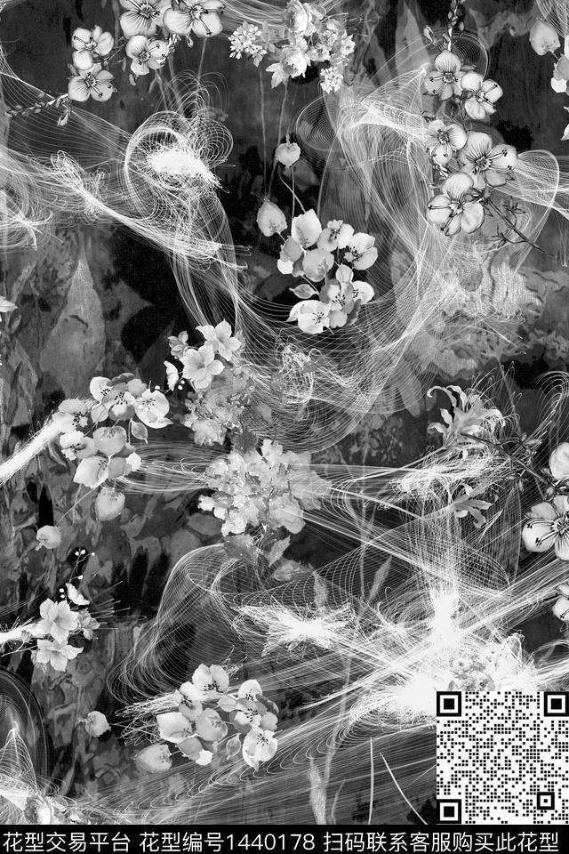 数码华亿平台几何花卉数码印花华亿平台下载（图片编号: 1440178） - 瓦栏（Walan）