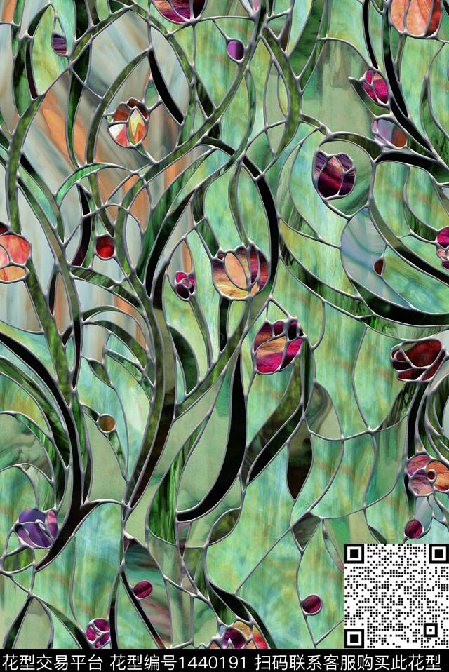 趋势华亿平台绿植树叶数码华亿平台传统印花华亿平台下载（图片编号: 1440191） - 瓦栏（Walan）