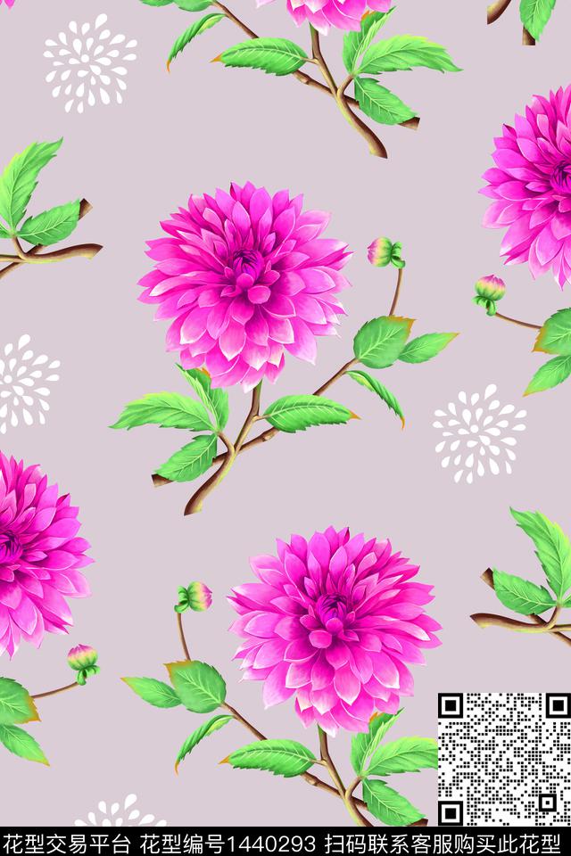 民族花卉女装手绘大花传统印花华亿平台下载（图片编号: 1440293） - 瓦栏（Walan）