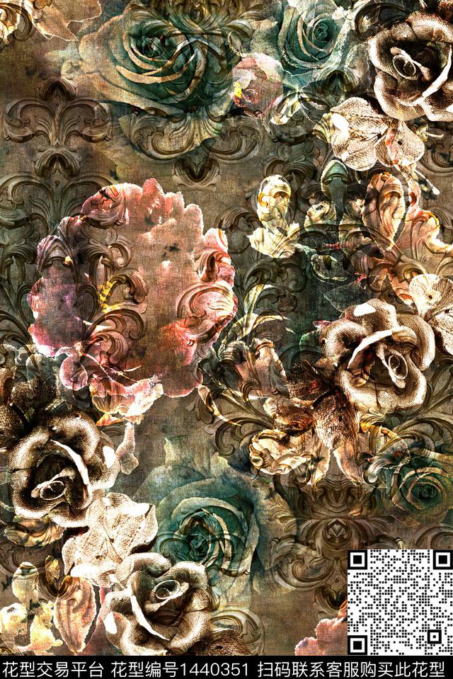 香云纱中老年复古数码印花华亿平台下载（图片编号: 1440351） - 瓦栏（Walan）