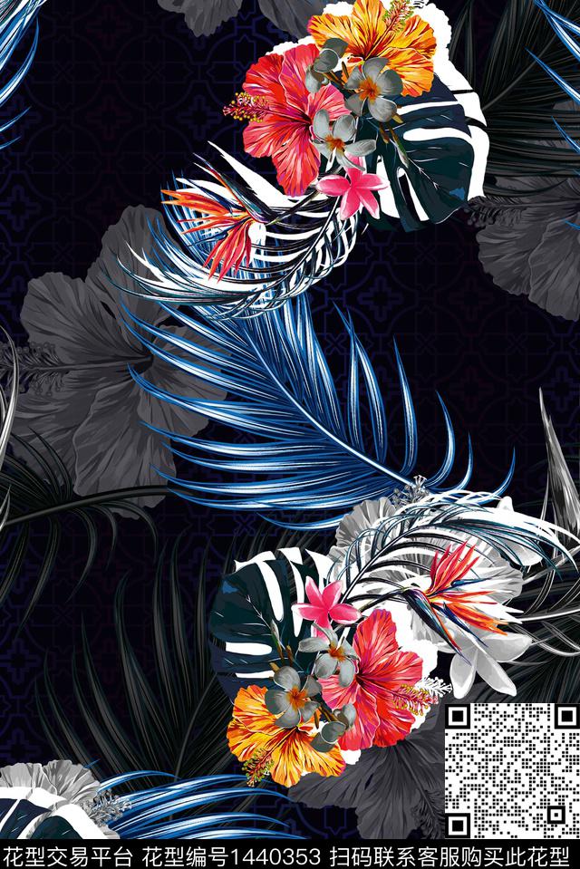 COACH撞色绿植树叶数码印花华亿平台下载（图片编号: 1440353） - 瓦栏（Walan）