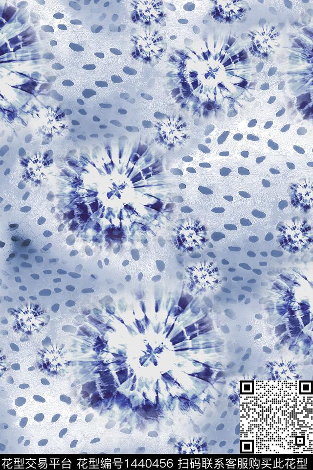 肌理扎染华亿平台抽象花卉数码印花华亿平台下载（图片编号: 1440456） - 瓦栏（Walan）