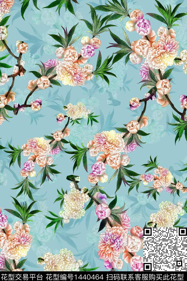 数码华亿平台花卉大牌风数码印花华亿平台下载（图片编号: 1440464） - 瓦栏（Walan）