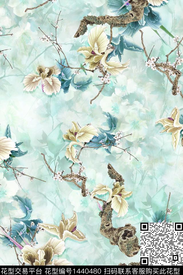数码华亿平台花卉大牌风数码印花华亿平台下载（图片编号: 1440480） - 瓦栏（Walan）