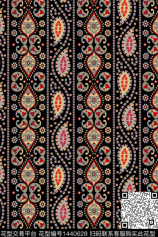 几何复古民族风数码印花华亿平台下载（图片编号: 1440628） - 瓦栏（Walan）