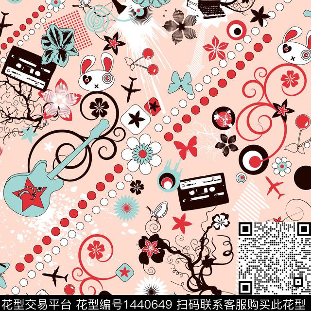 数码华亿平台几何卡通人物数码印花华亿平台下载（图片编号: 1440649） - 瓦栏（Walan）